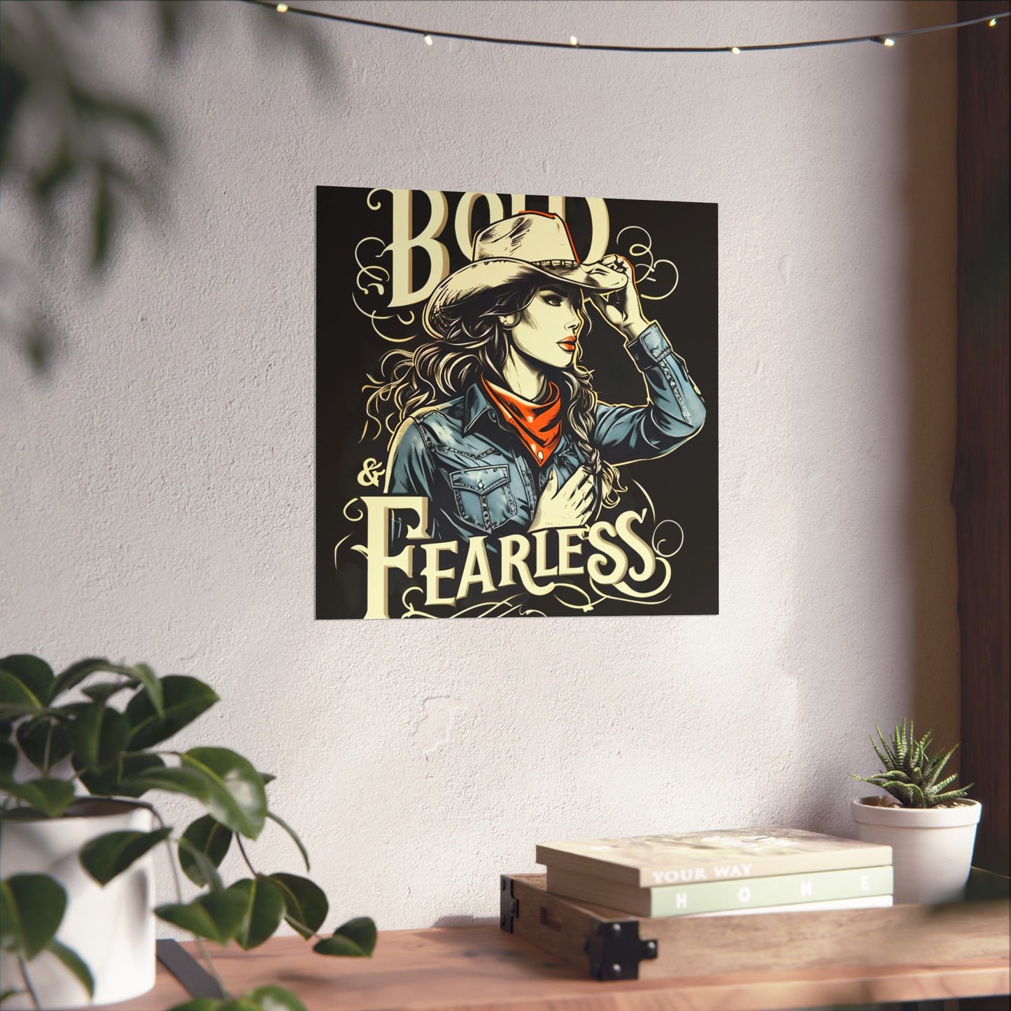 Bold & Fearless Cowboy Woman Poster — Matte Vertical Wall Art