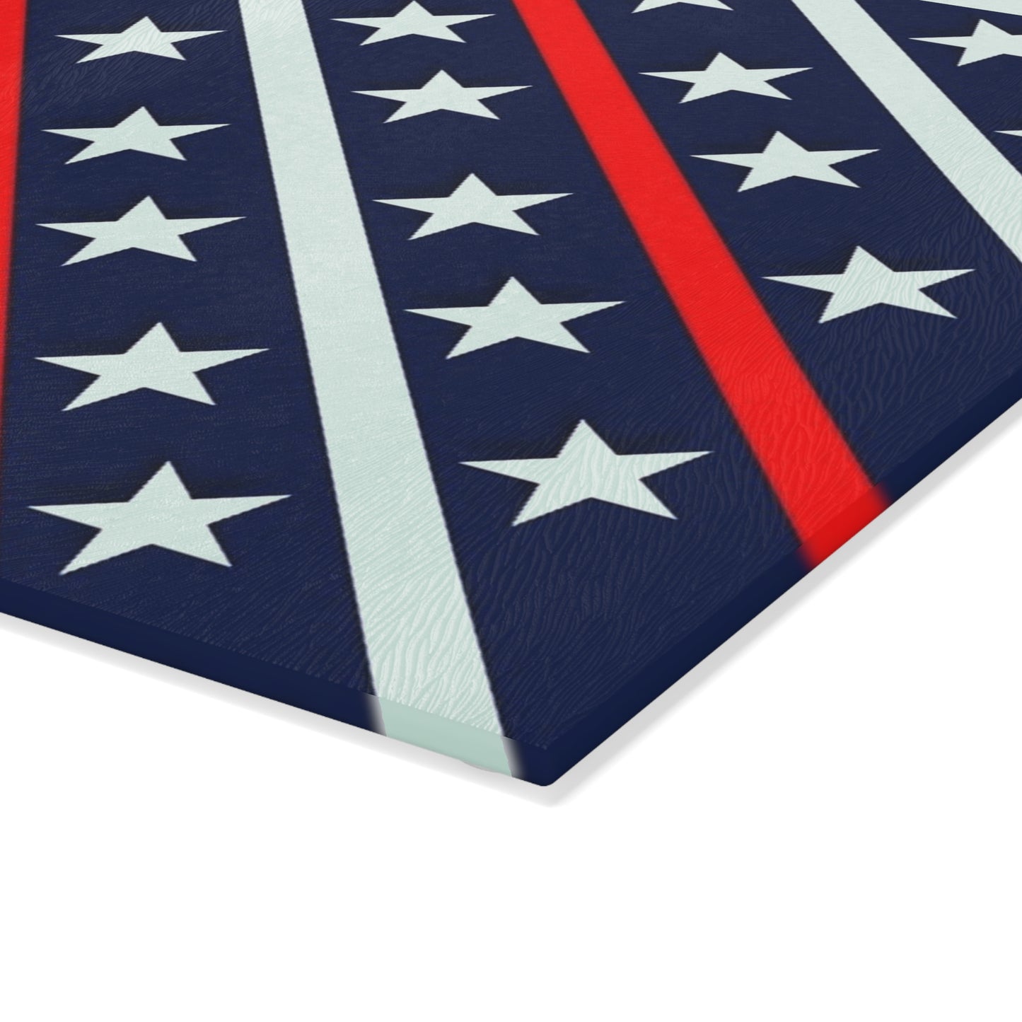 Patriotic Glass Cutting Board | Kitchen Decor, Gift for Home Chefs, Red White Blue Star Design, 4th of July, BBQ Essentials