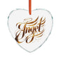 Crystal Heart Ornament — Gold 'Angel' Calligraphy Keepsake