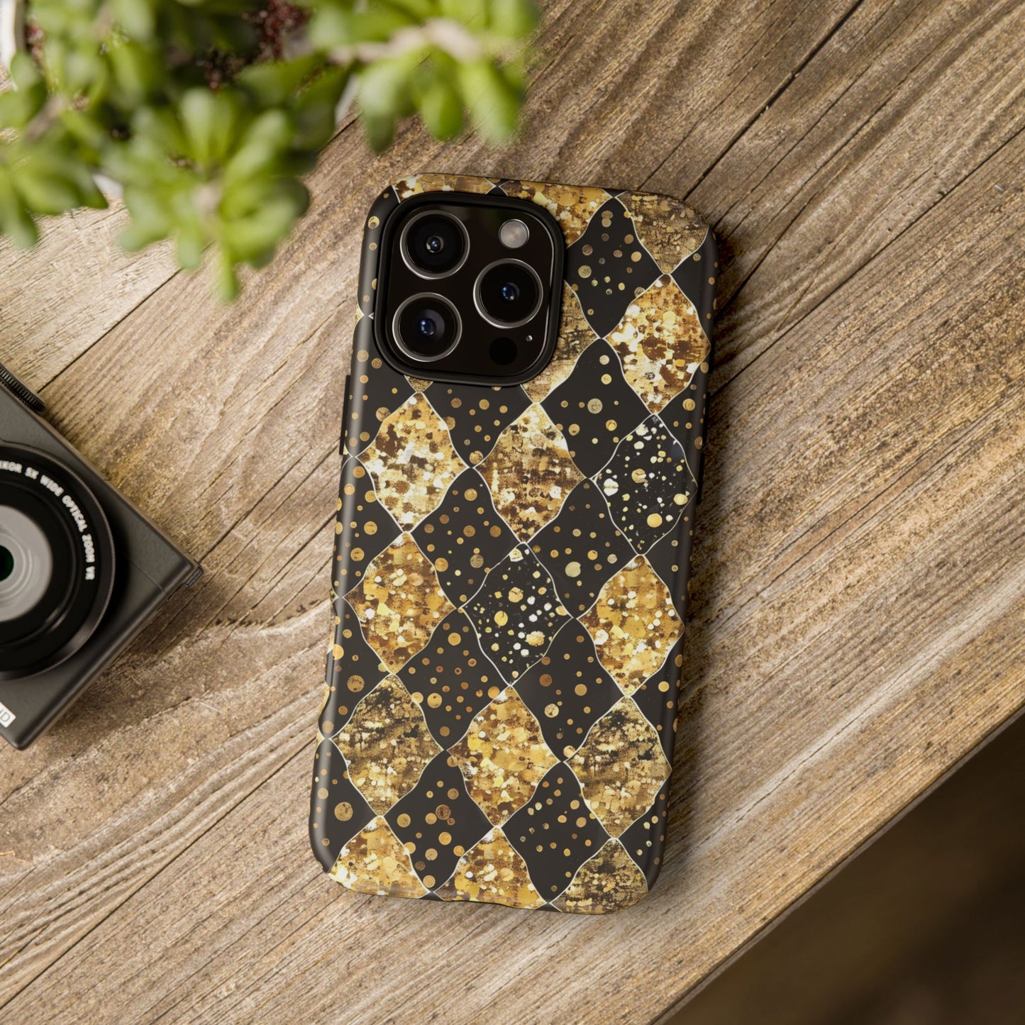 Elegant Gold & Black Phone Case for Tough Protection