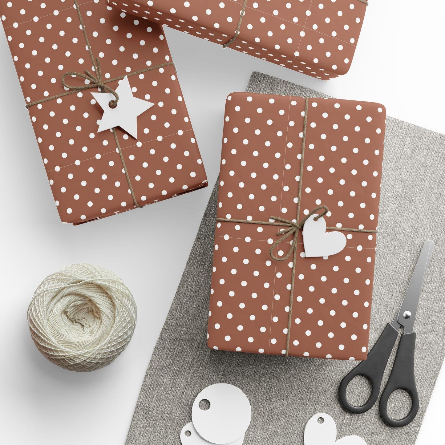 Polka Dot Brown Wrapping Paper Roll — Reversible Holiday & Gift Wrap