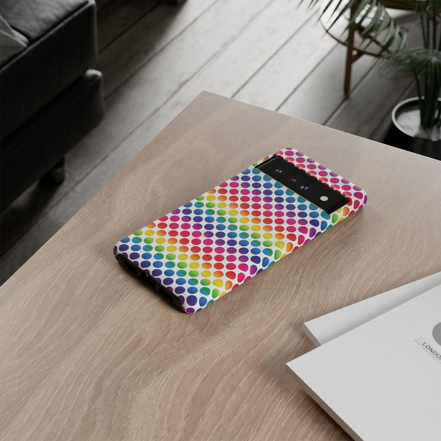 Rainbow Dot Phone Case, Colorful Phone Cover, Fun Phone Accessory, Gift for Friends, Trendy Mobile Case