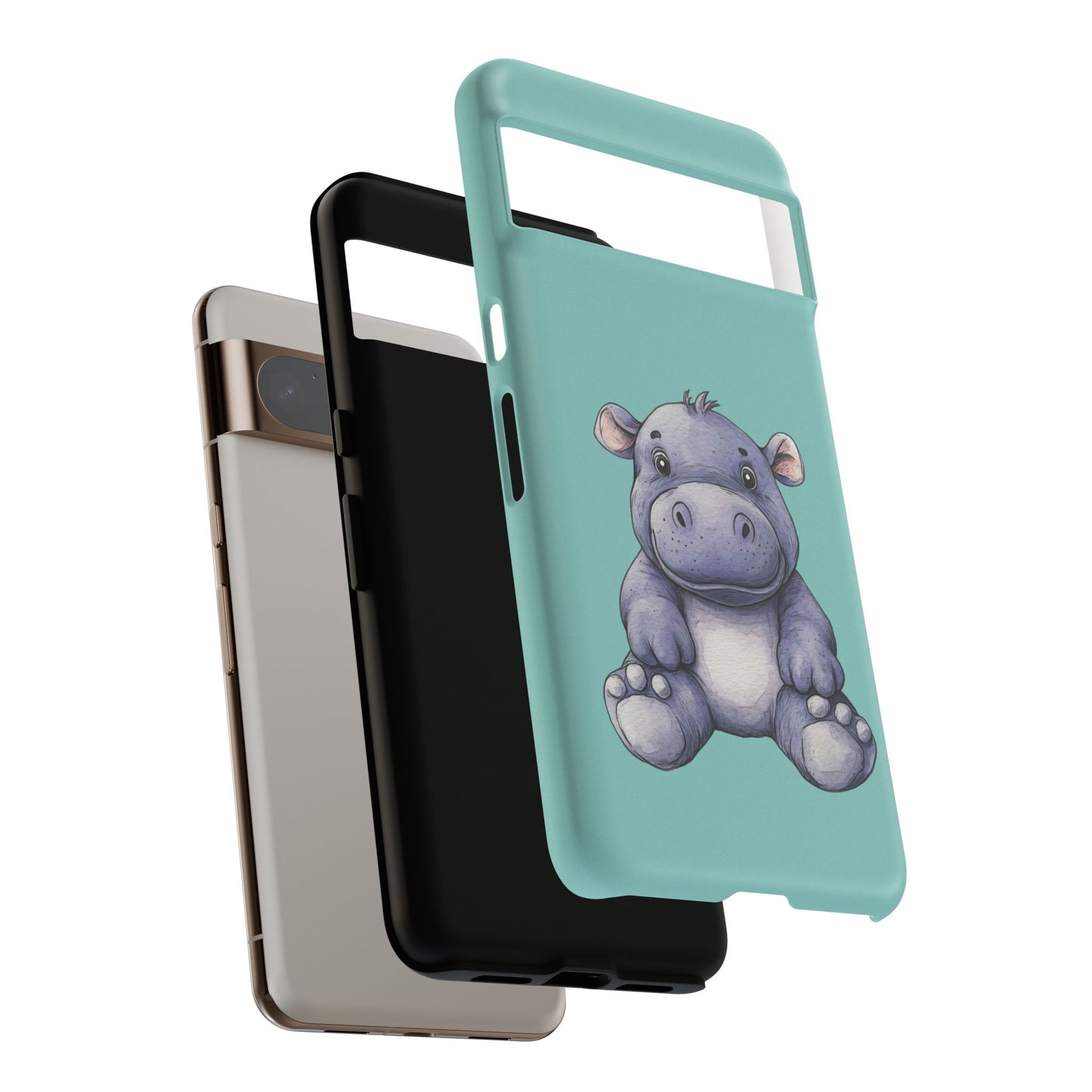 Cute Hippo Phone Case, Tough Phone Cover, Fun Animal Case, Gift for Kids, Cute Decor, Birthday Present