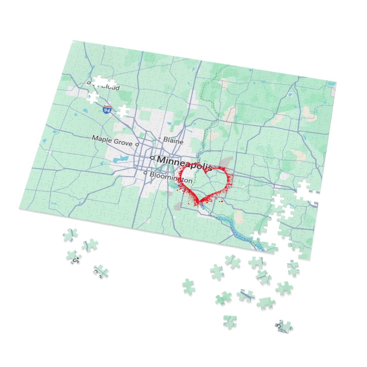 Heartwarming Minneapolis Jigsaw Puzzle with Tin, Personalized Gift, Home Decor, Family Activity, Travel Souvenir, Map Puzzle