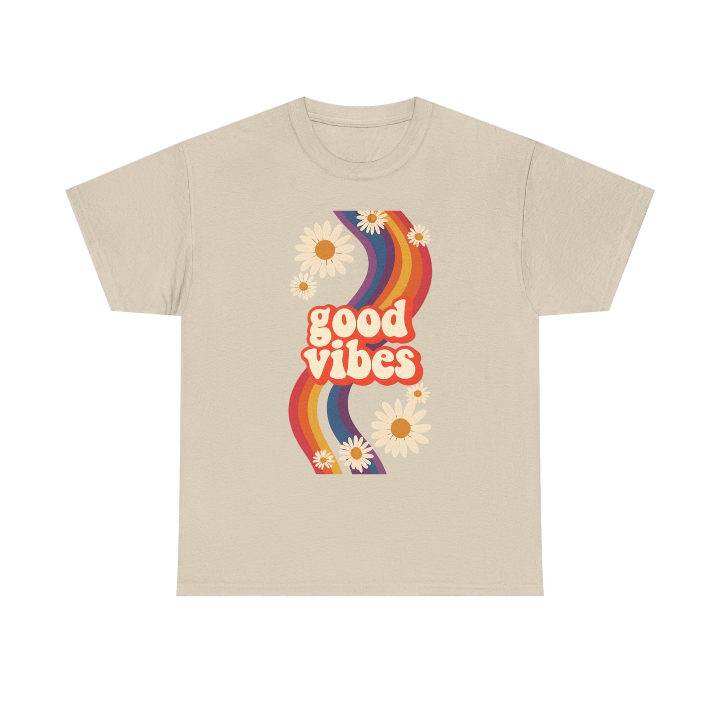 Good Vibes Unisex Heavy Cotton Tee, Retro Graphic T-Shirt, Feel Good Apparel, Summer Outfit, Casual Gift for Friends