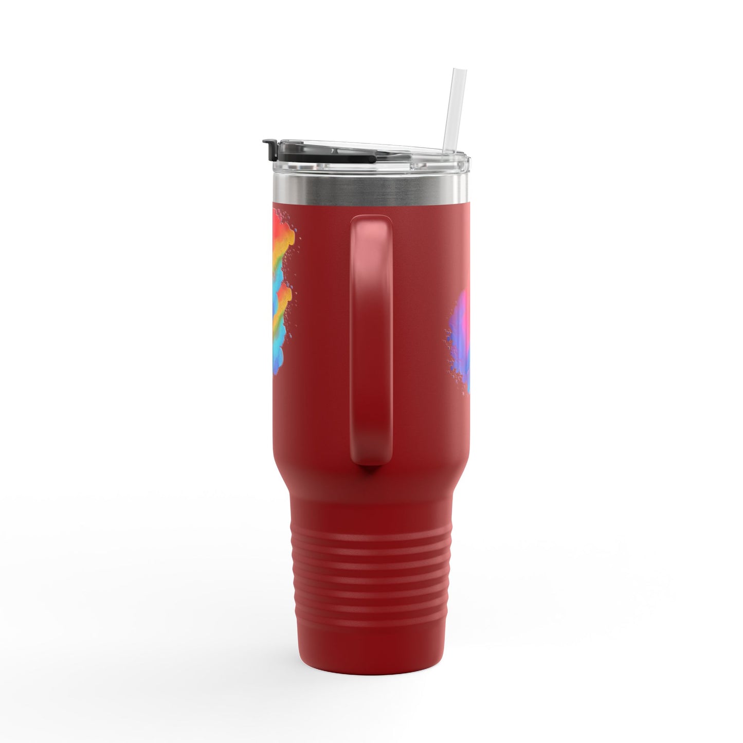 Vibrant Rainbow Insulated Travel Mug | 40oz Leakproof Drinkware for Road Trips, Gifts, Outdoor Adventures, Pride Events, Summer Outings