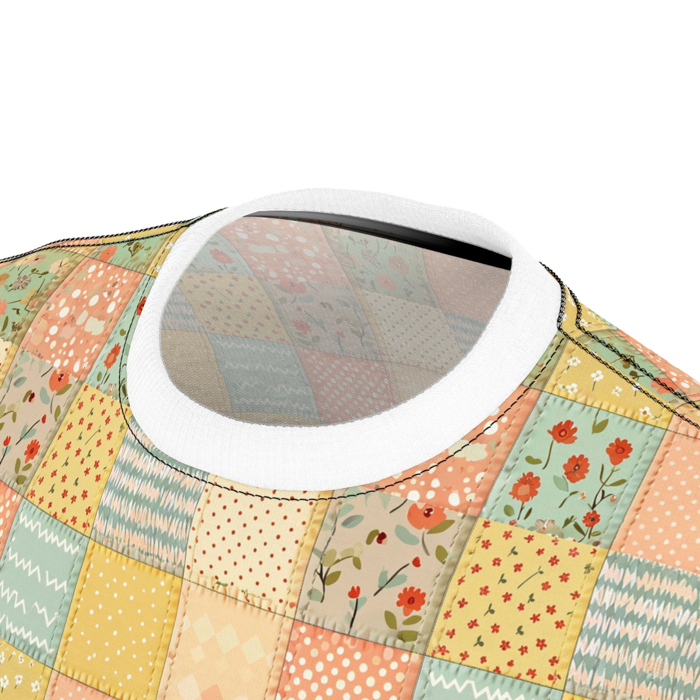 Patchwork Floral Tee — Pastel Vintage Quilt All-Over Print T-Shirt