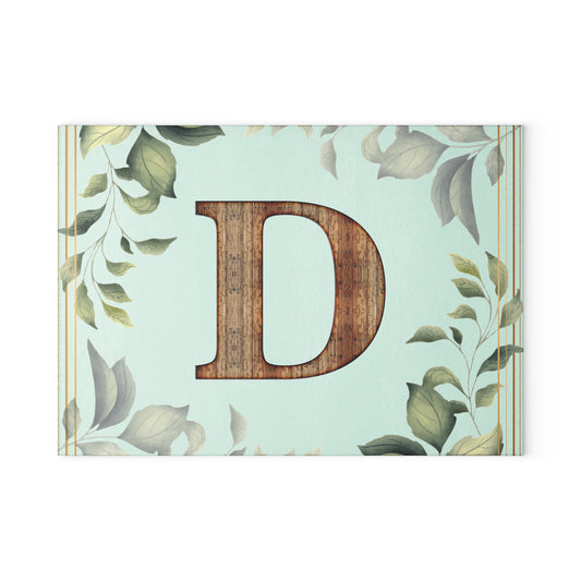 Floral Leaf Glass Cutting Board — Mint & White Decorative Kitchen Board