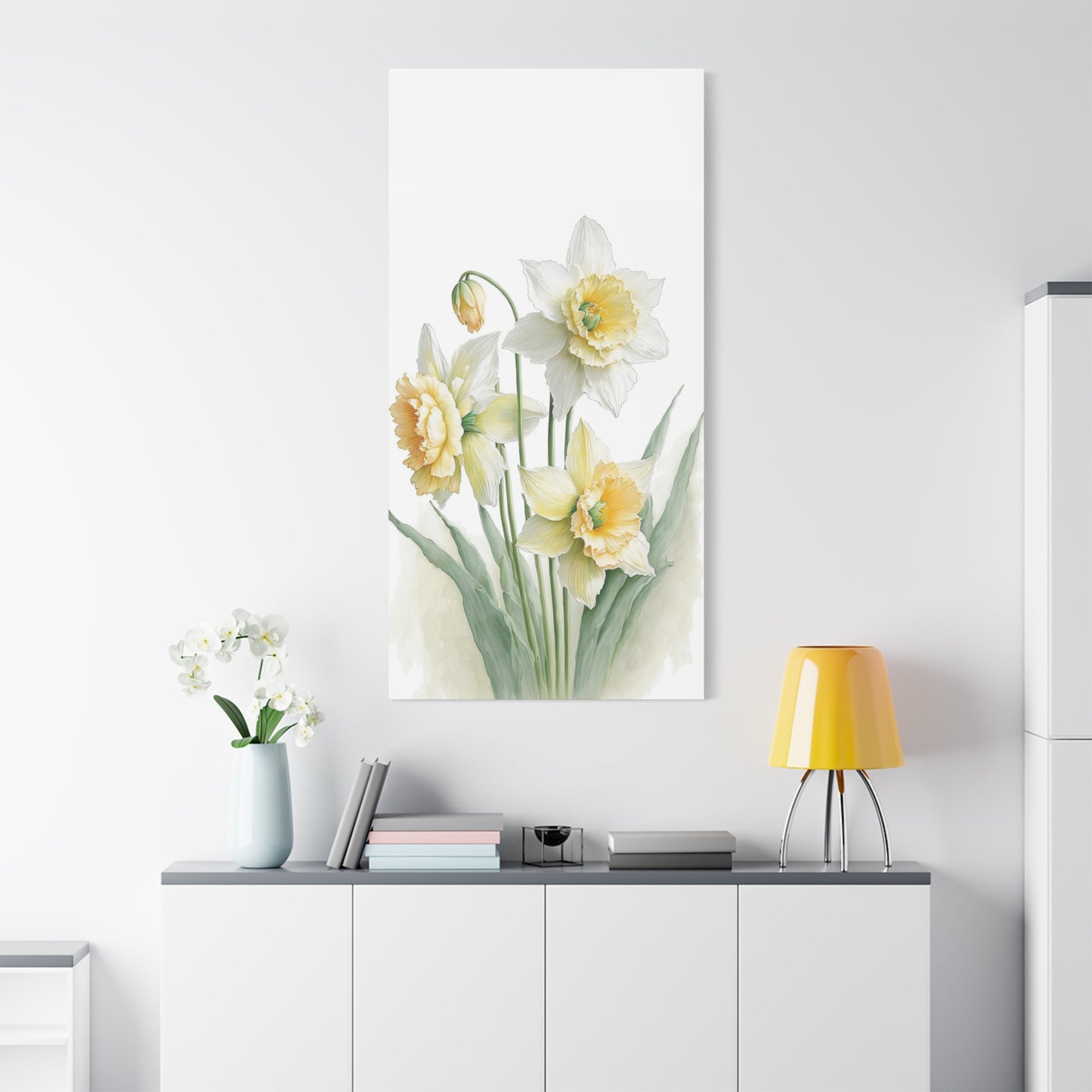 Matte Canvas, Stretched, 1.25" beautiful flowers white and yellow.