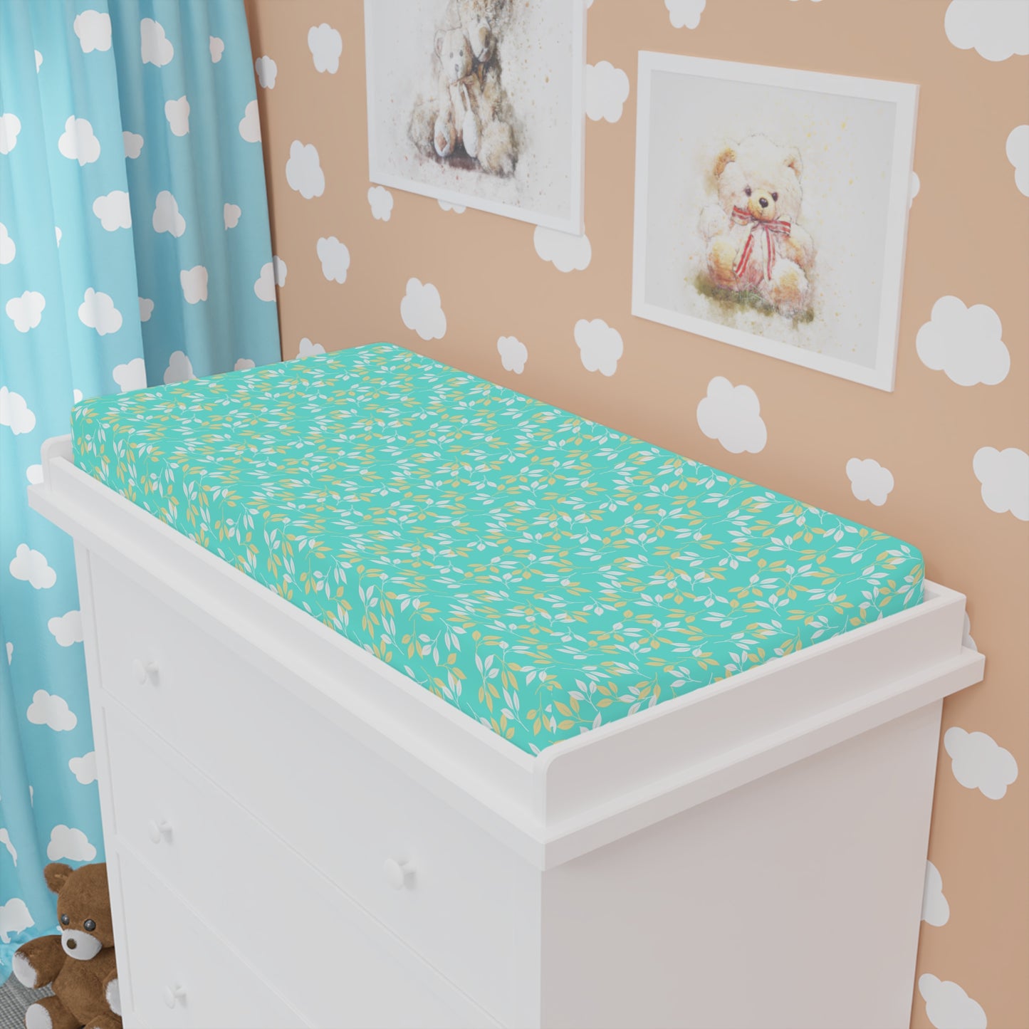 Whimsical Floral Baby Changing Pad Cover | Soft Nursery Decor, Baby Shower Gift, Gender Neutral, Floral Baby Accessory, Cute Nursery