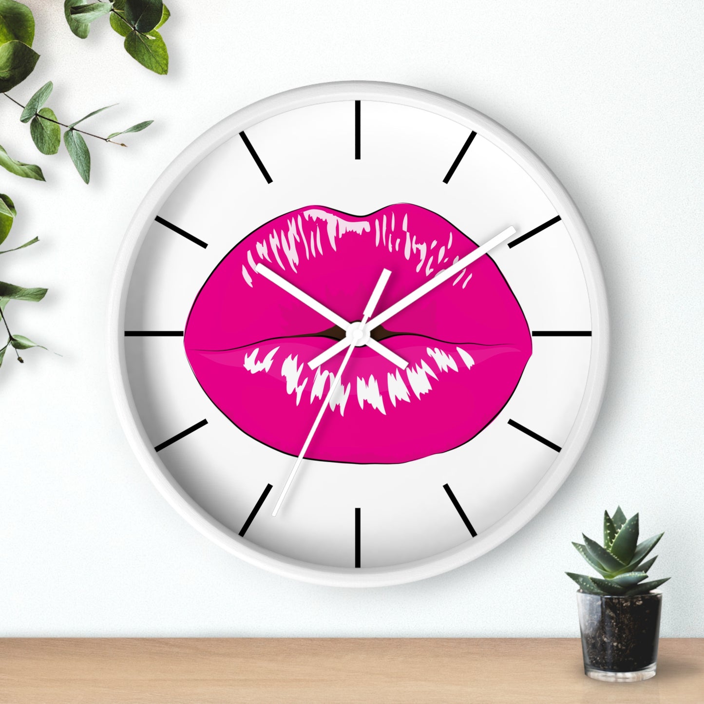 Pink Kiss Lips Wall Clock | Pop Art Lip Print Clock