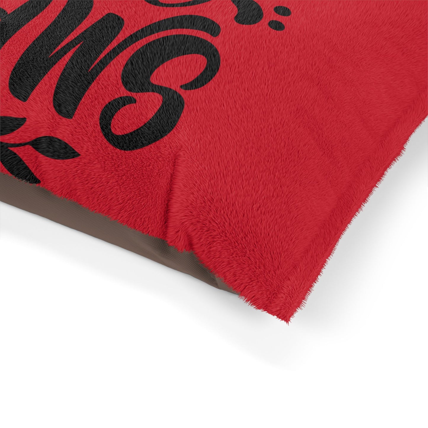 Love Has Four Paws Pet Bed — Red Plush Dog & Cat Cushion