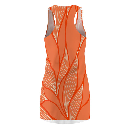 Tropical Leaf Print Racerback Dress, Casual Summer Dress, Beachwear, Vacation Outfit, Women's Clothing