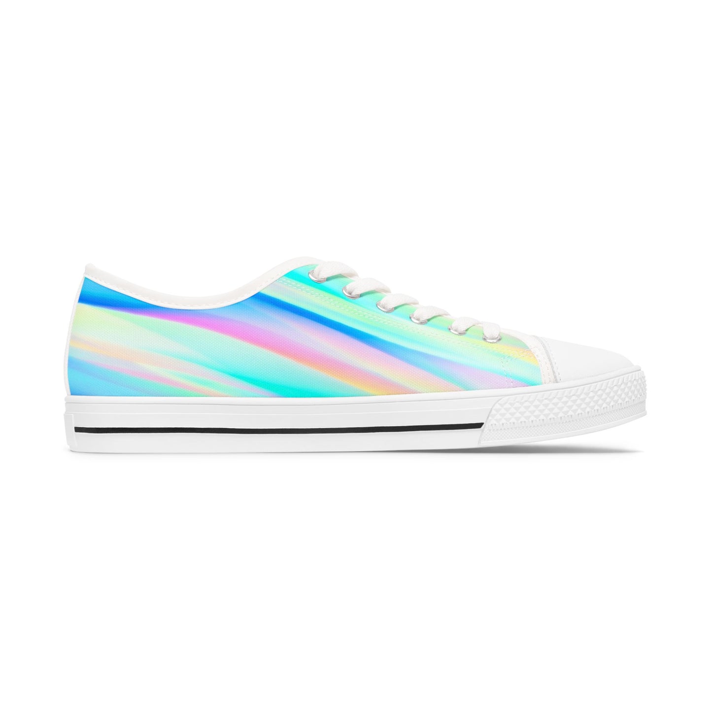 Holographic Rainbow Low Top Sneakers — Women's Iridescent Casual Shoes