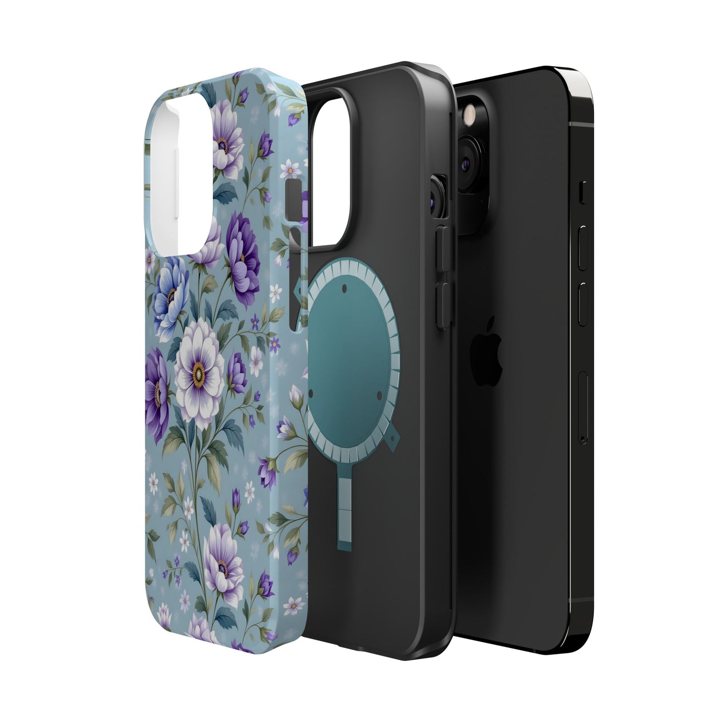 Floral Purple Peony Phone Case — Magnetic Impact‑Resistant Protective Cover