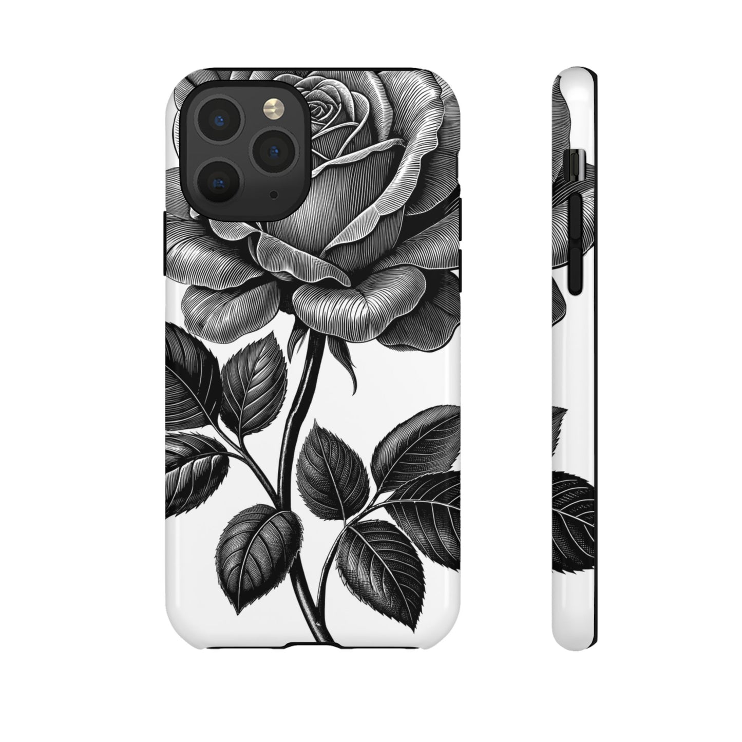Elegant Floral Phone Case - Tough Cases, Black Rose Design, Floral Phone Cover, Stylish Phone Accessory, Gift for Her, Mother's Day