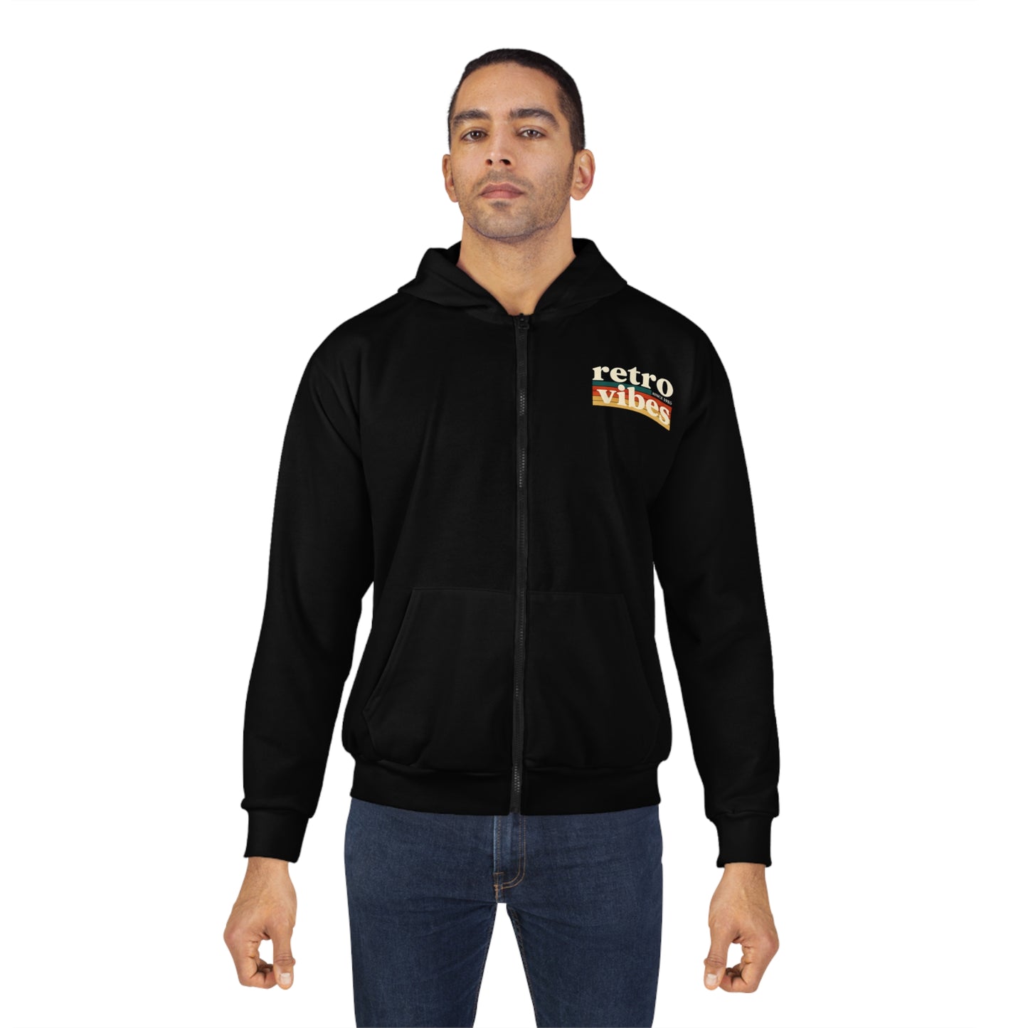 Retro Vibes Unisex Zip Hoodie, Cozy Casual Wear, Gift for Friends, Birthday Gift, Trendy Outfit, Streetwear Style, Fashion Statement
