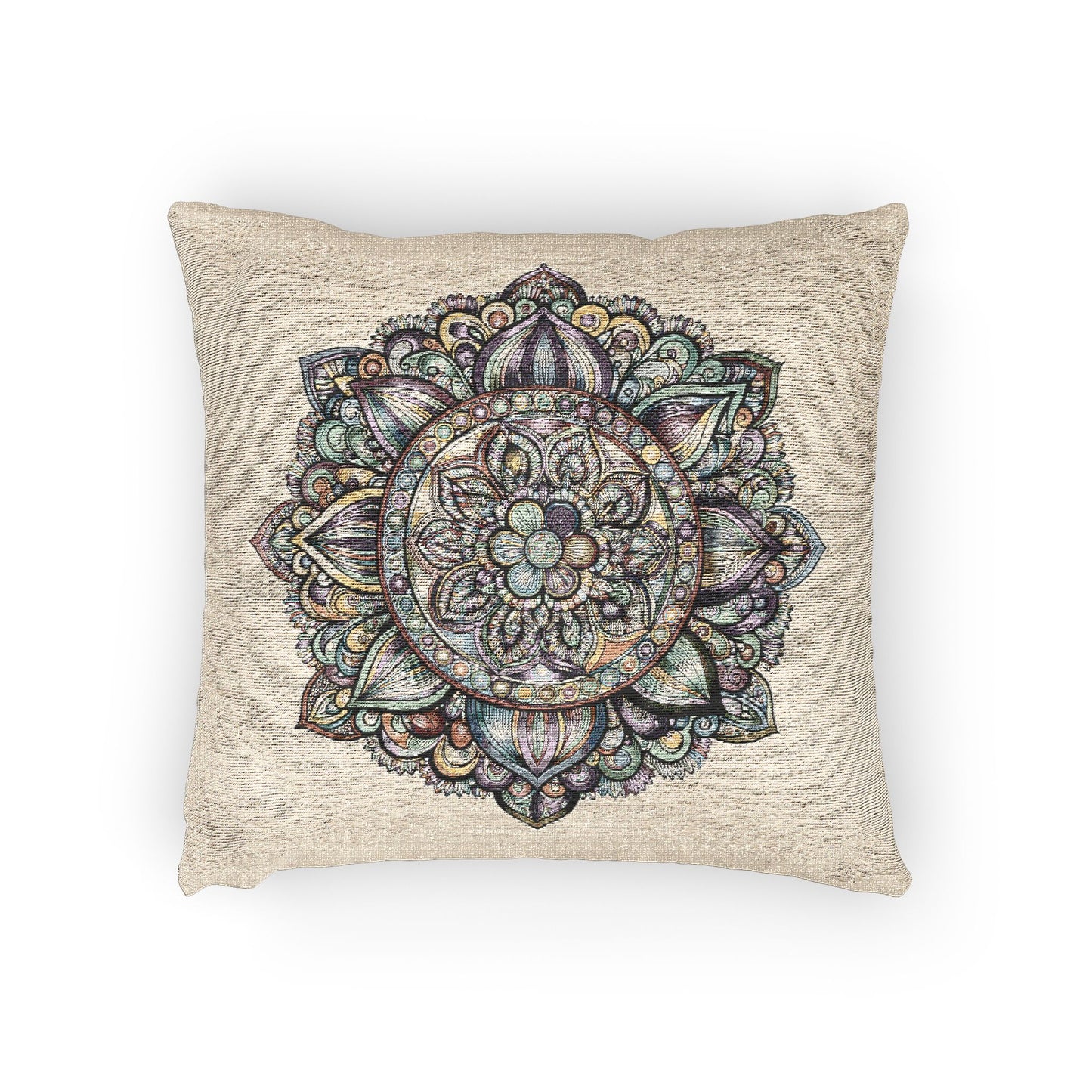 Boho Woven Pillow, Mandala Decor, Cozy Home Accent, Meditation Gift, Bohemian Living, Throw Pillow for Couch
