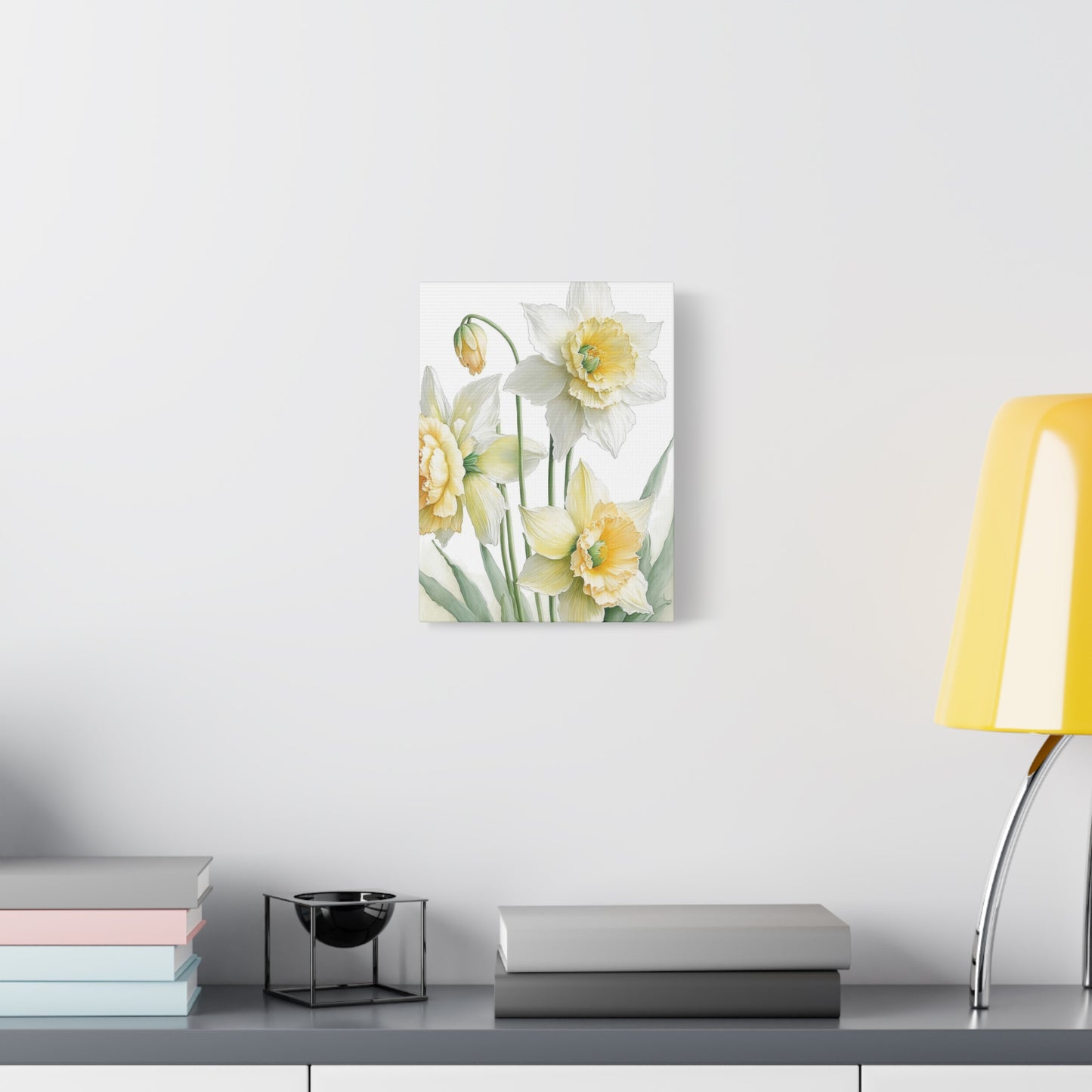 Matte Canvas, Stretched, 1.25" beautiful flowers white and yellow.