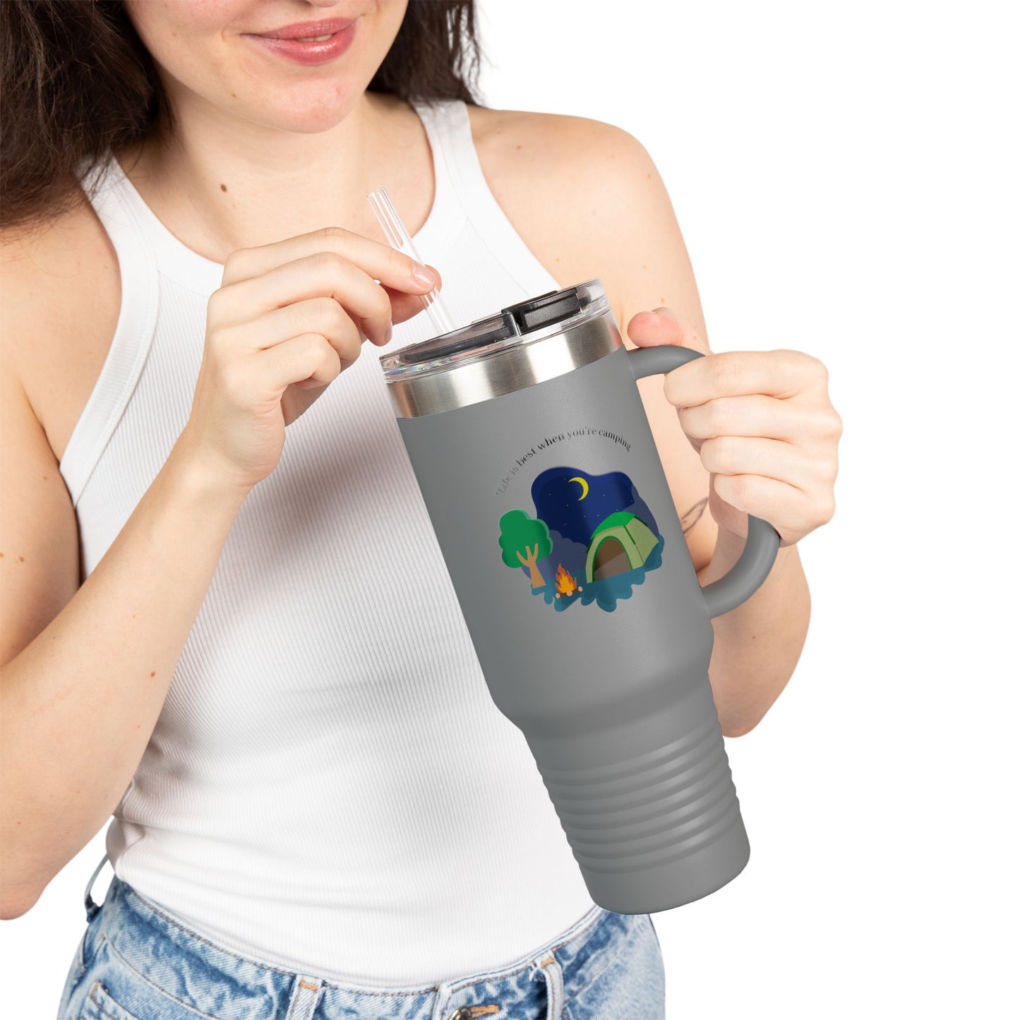 Insulated Travel Mug for Adventurers | 40oz Camping Coffee Mug, Travel Tumbler, Outdoor Drinkware, Gift for Hikers, Nature Lovers