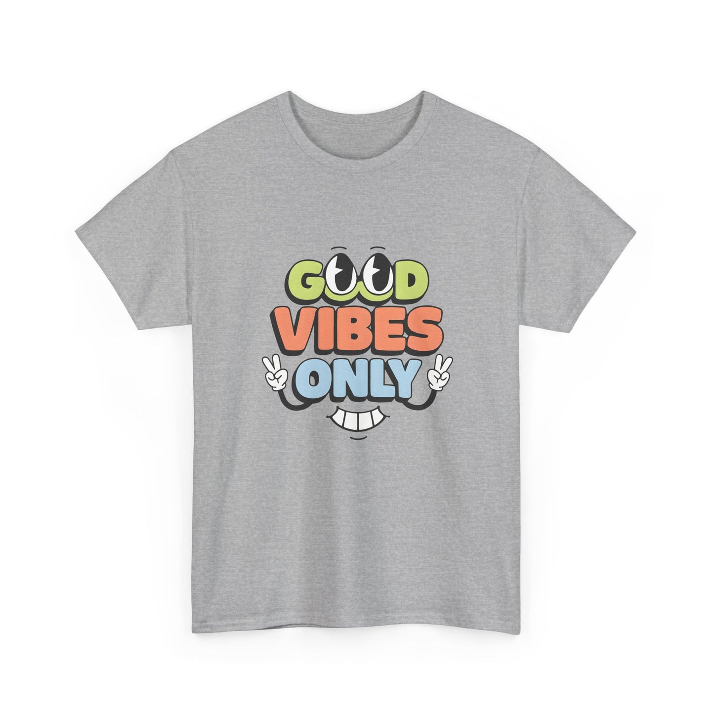 Good Vibes Only Unisex Heavy Cotton Tee, Casual Tee, Positive Message Shirt, Summer Fashion, Gift for Friends, Outdoor Wear