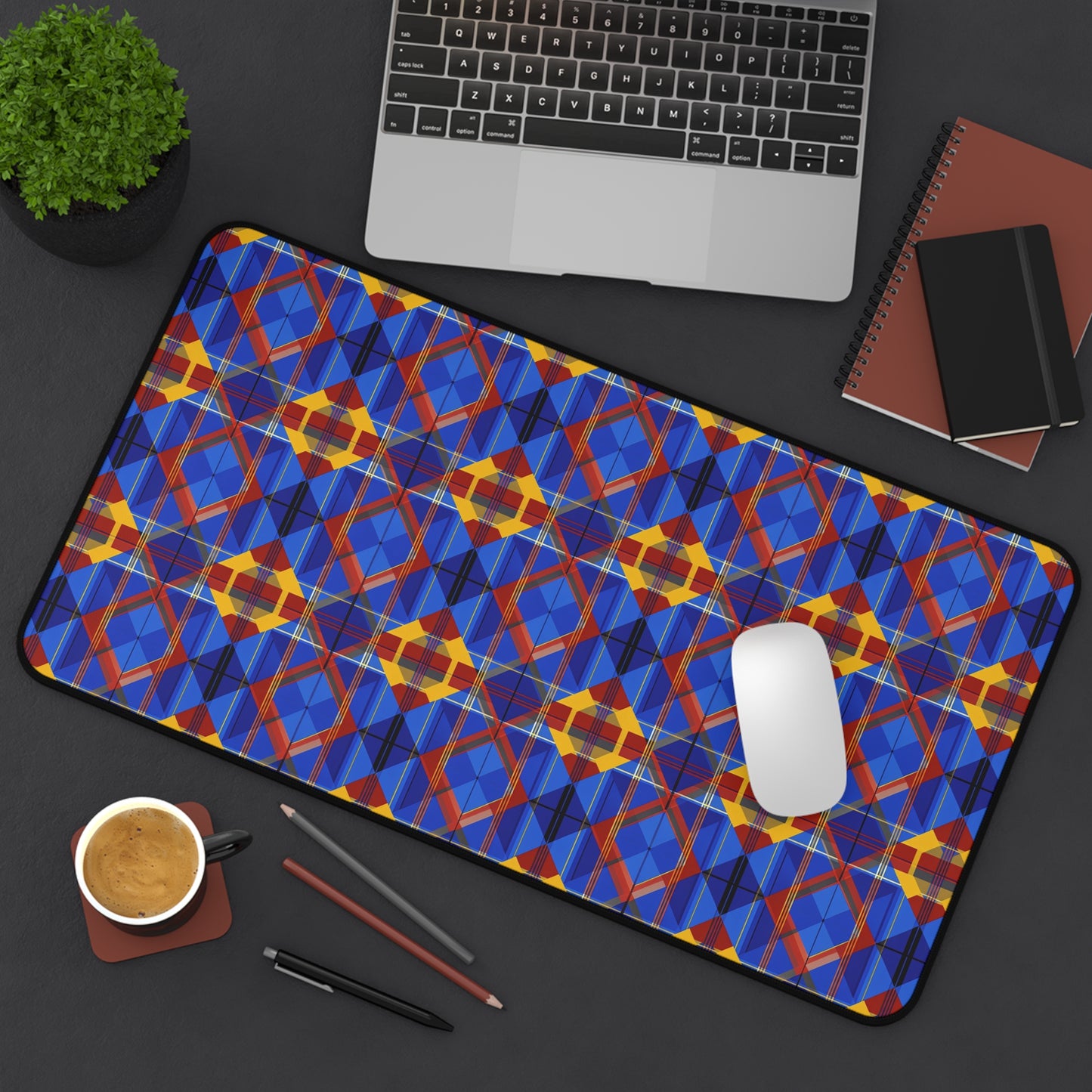 Colorful Geometric Desk Mat - Stylish Work & Gaming Surface