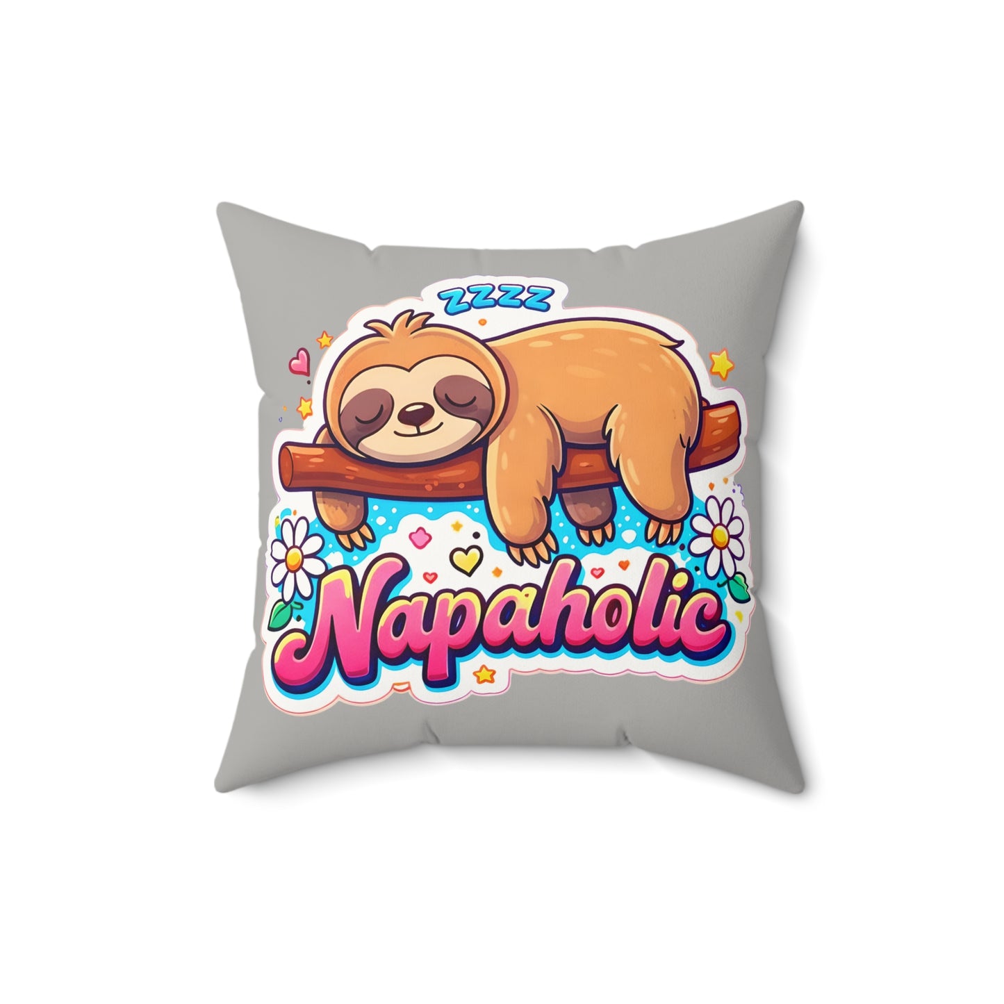 Napaholic Sloth Faux Suede Pillow — Cute Sleepy Sloth Decorative Throw Pillow