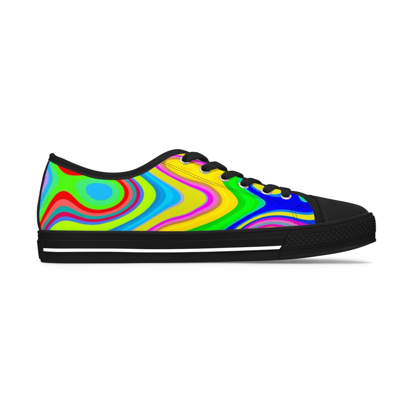 Low Top Sneakers — Vibrant Psychedelic Swirl Women's Canvas Shoes
