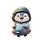 Adorable Penguin Scooter Kiss-Cut Sticker, Cute Animal Decor, Laptop Stickers, Gift for Kids, Fun Accessories, Holiday Decor