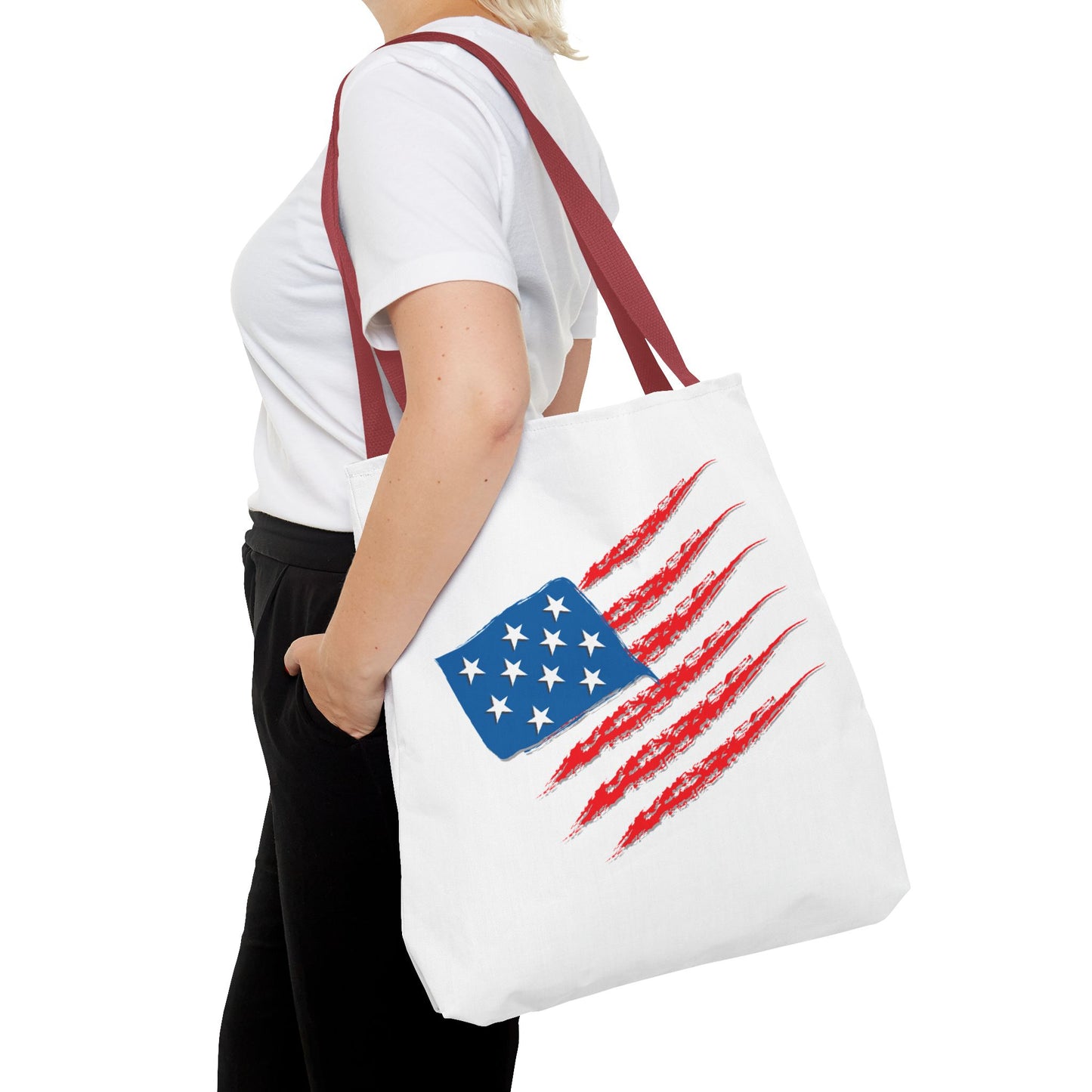 Patriotic Tote Bag | USA Pride | American Flag Design | Eco-Friendly Market Bag | Gift for Fourth of July, Veterans, Memorial Day