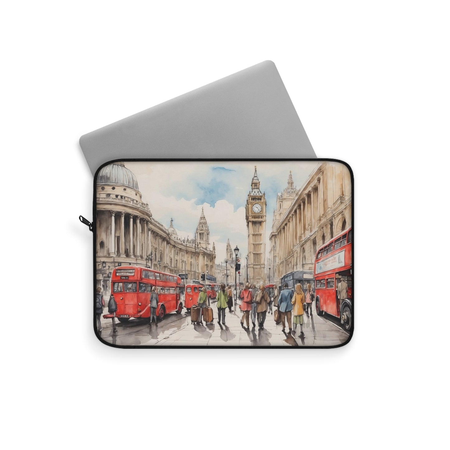 Stylish London Laptop Sleeve, Red Bus Design, Perfect for Students, Professionals, Travelers, Great Gift for Tech Lovers