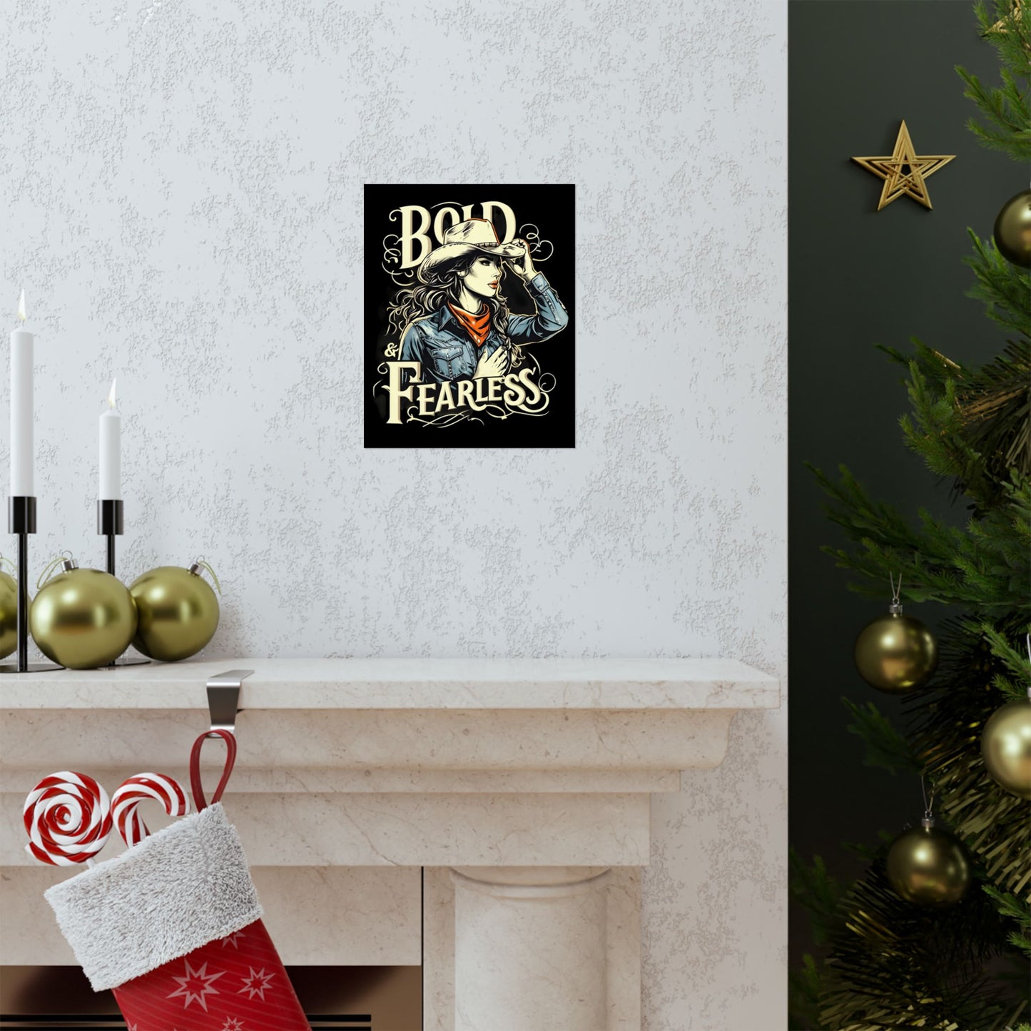 Bold & Fearless Cowboy Woman Poster — Matte Vertical Wall Art