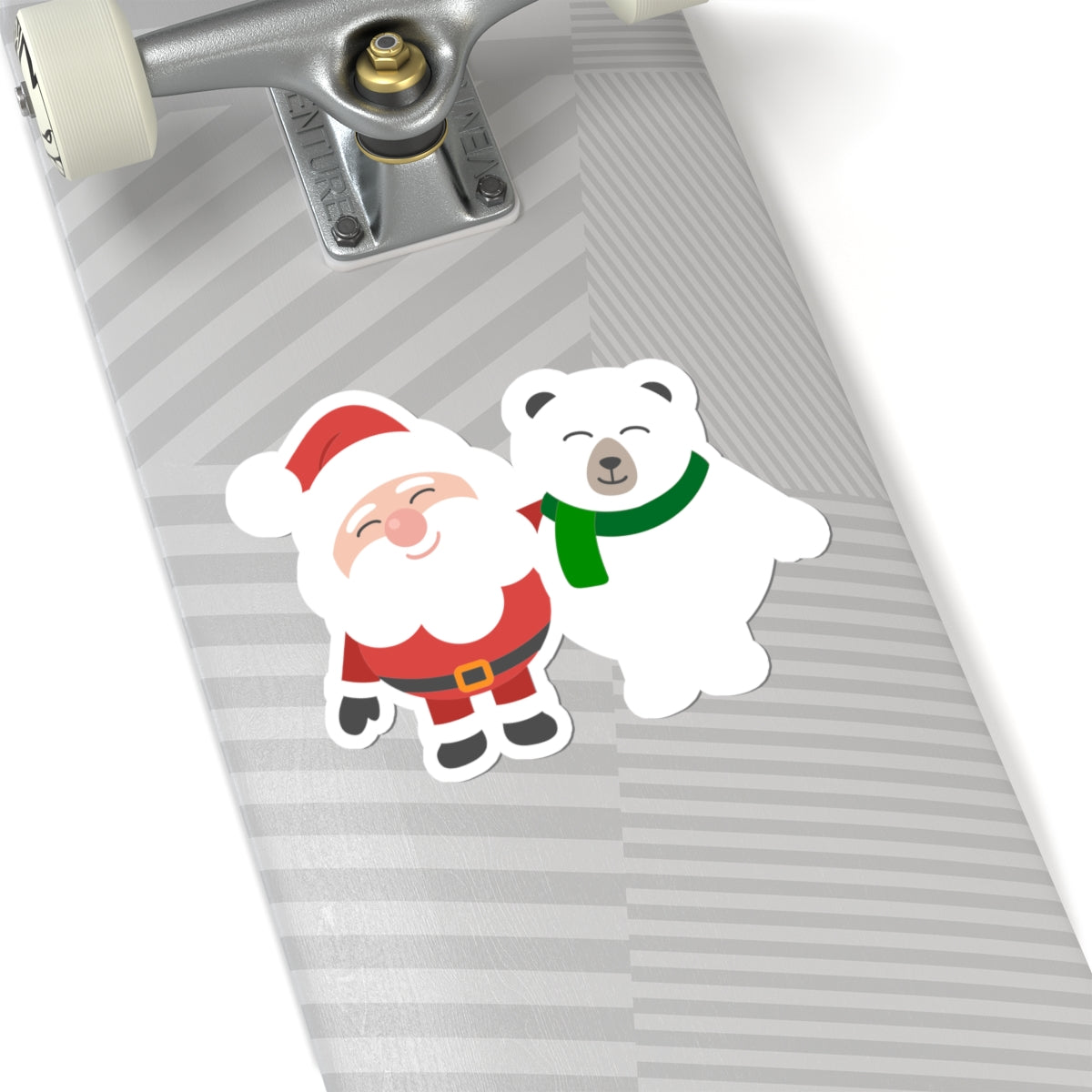 Christmas Santa and Polar Bear Kiss-Cut Sticker