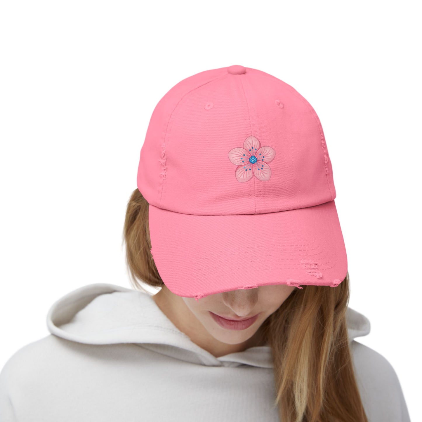 Floral Distressed Cap | Trendy Hat for Spring and Summer | Perfect Gift for Floral Lovers, Outdoor Events, Festivals, Birthdays