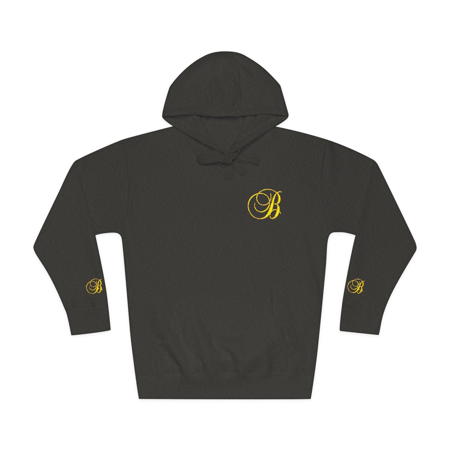 Coral Gold Floral Initial Hoodie — Monogram 'B' Casual Pullover