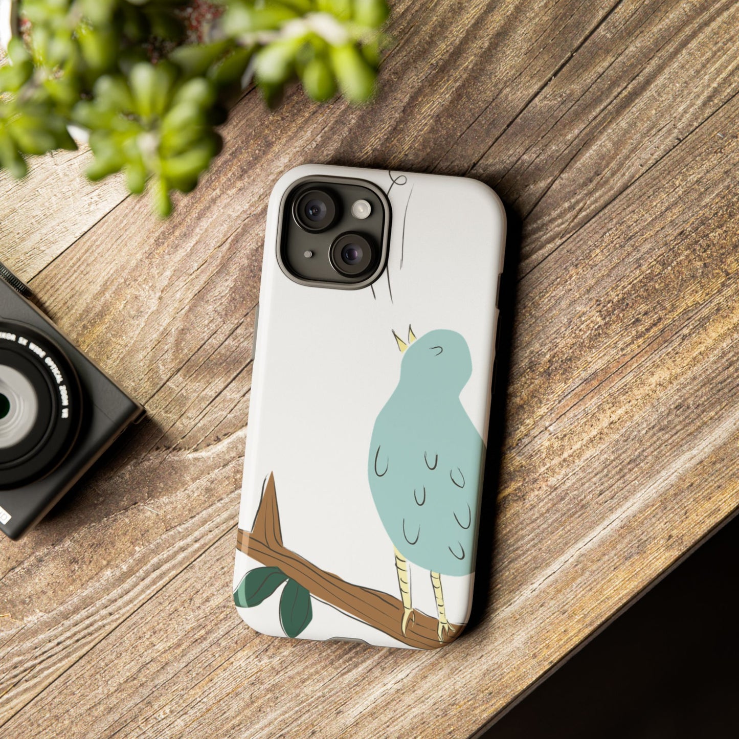 Birdsong Phone Case — Cute Blue Bird on Branch Protective Case