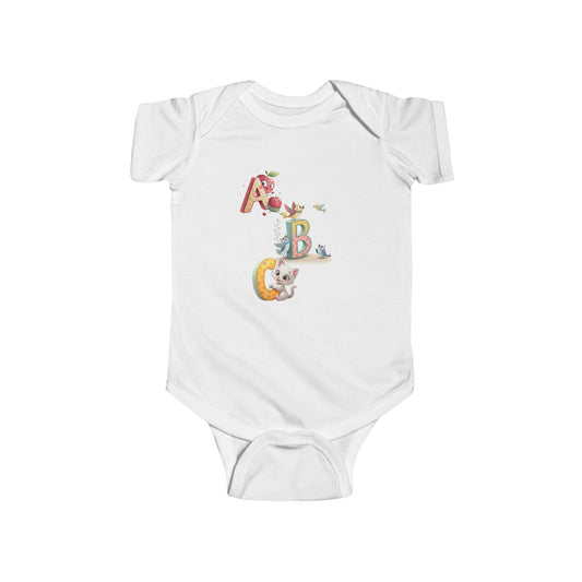 Colorful ABC Animals Infant Bodysuit | Cute Baby Gift, Newborn, Kids Apparel, Animal Print, Baby Girl Boy Outfit