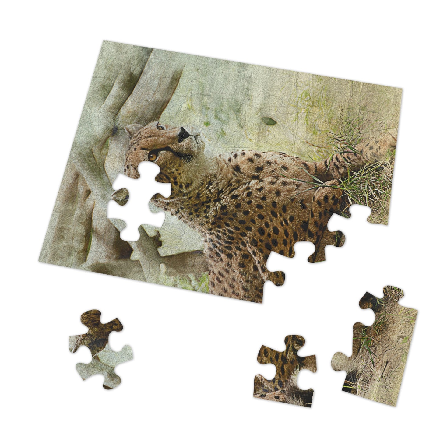 Wildlife Jigsaw Puzzle with Tin, Cheetah Puzzle Game, Family Fun Activity, Perfect Gift for Nature Lovers, Home Decor Puzzle