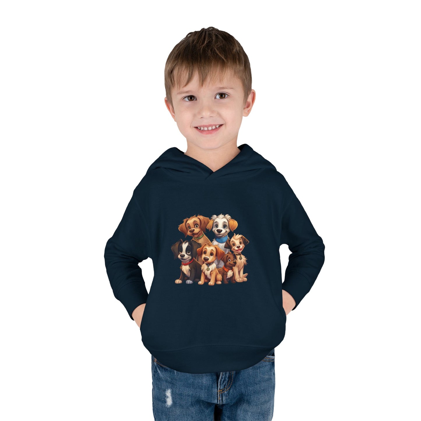 Adorable Puppy Print Toddler Hoodie, Cute Kids Fleece Pullover, Dog Lover Gift, Warm Hoodie for Boys & Girls, Pet Themed Clothes
