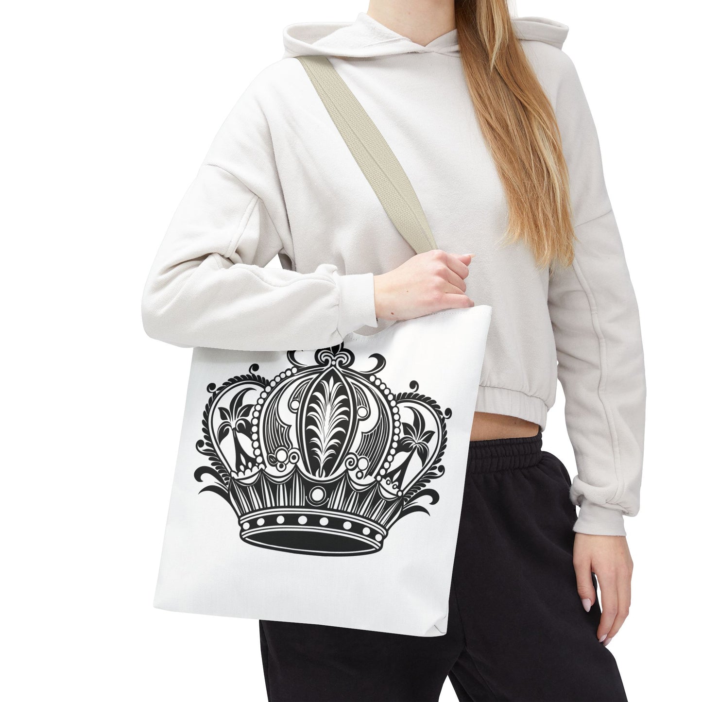 Crown Design Tote Bag, Royal Style Shopping Tote, Chic Grocery Bag, Gift for Her, Fashionable Accessories