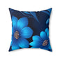 Floral Blue Square Pillow, Boho Home Decor Cushion, Cozy Living Room Accent, Floral Throw Pillow for Gifts, Bed Pillow for Relaxation