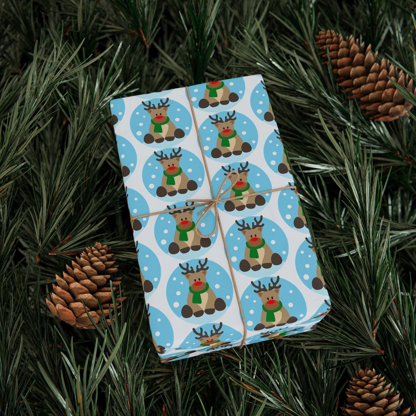 Wrapping Paper — Cheerful Reindeer Pattern Holiday Gift Wrap