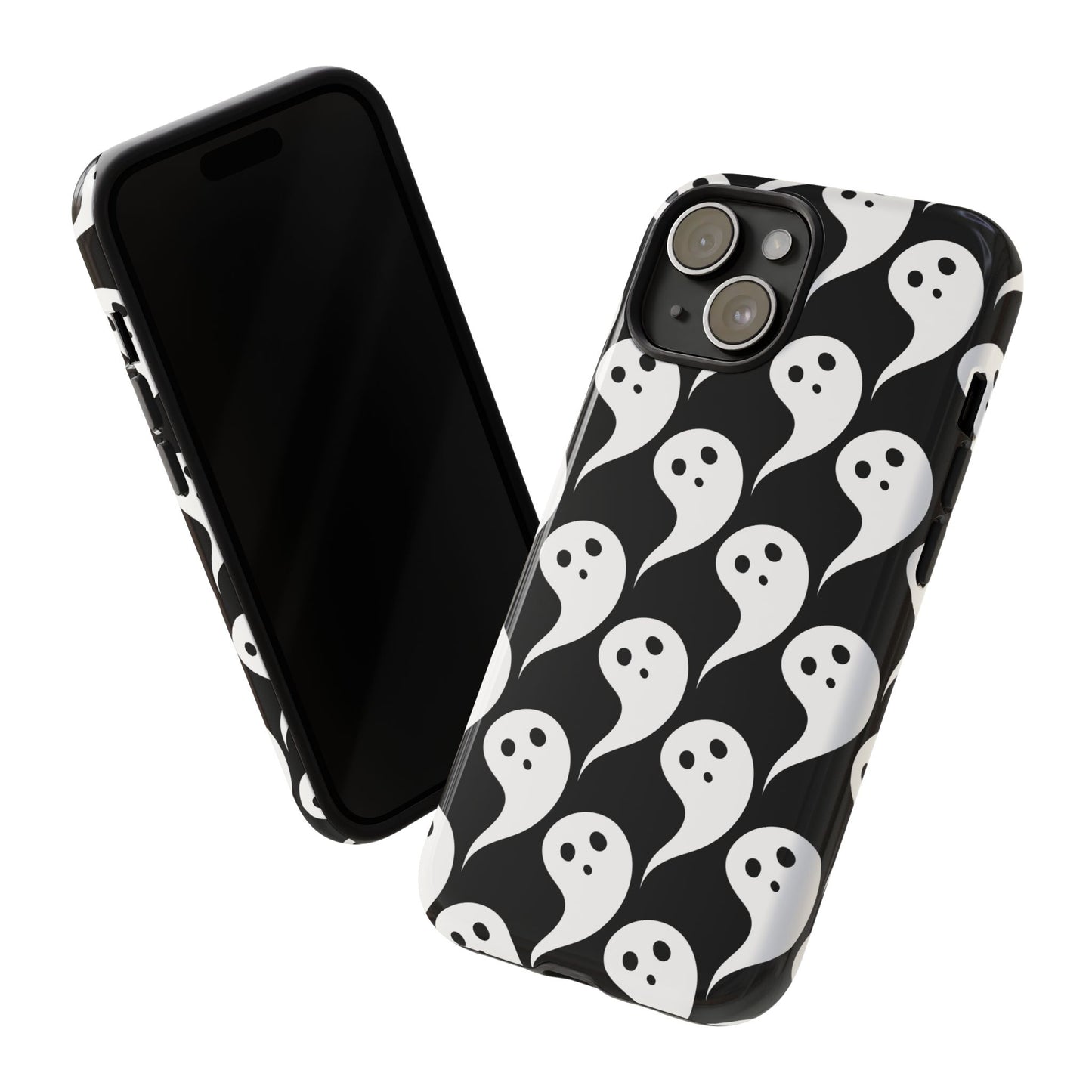 Ghost Pattern Phone Case, Cute Ghost Cell Phone Cover, Halloween Accessory, Spooky Gift, Black and White Phone Case