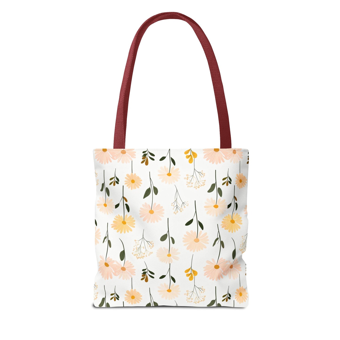 Floral Daisy Pattern Tote Bag — Pastel Spring Flowers All-Over Print