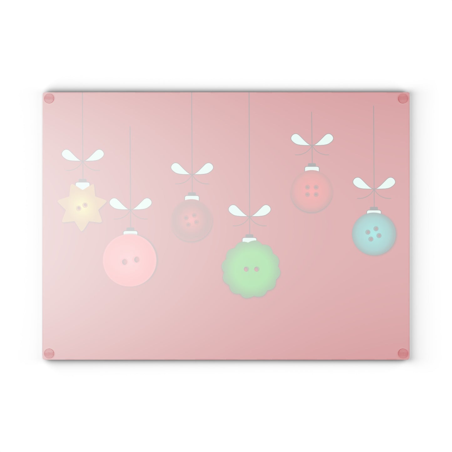 Festive Glass Cutting Board with Holiday Ornament Design, Kitchen Gift, Christmas Decor, Personalized Gift, Cooking Essentials