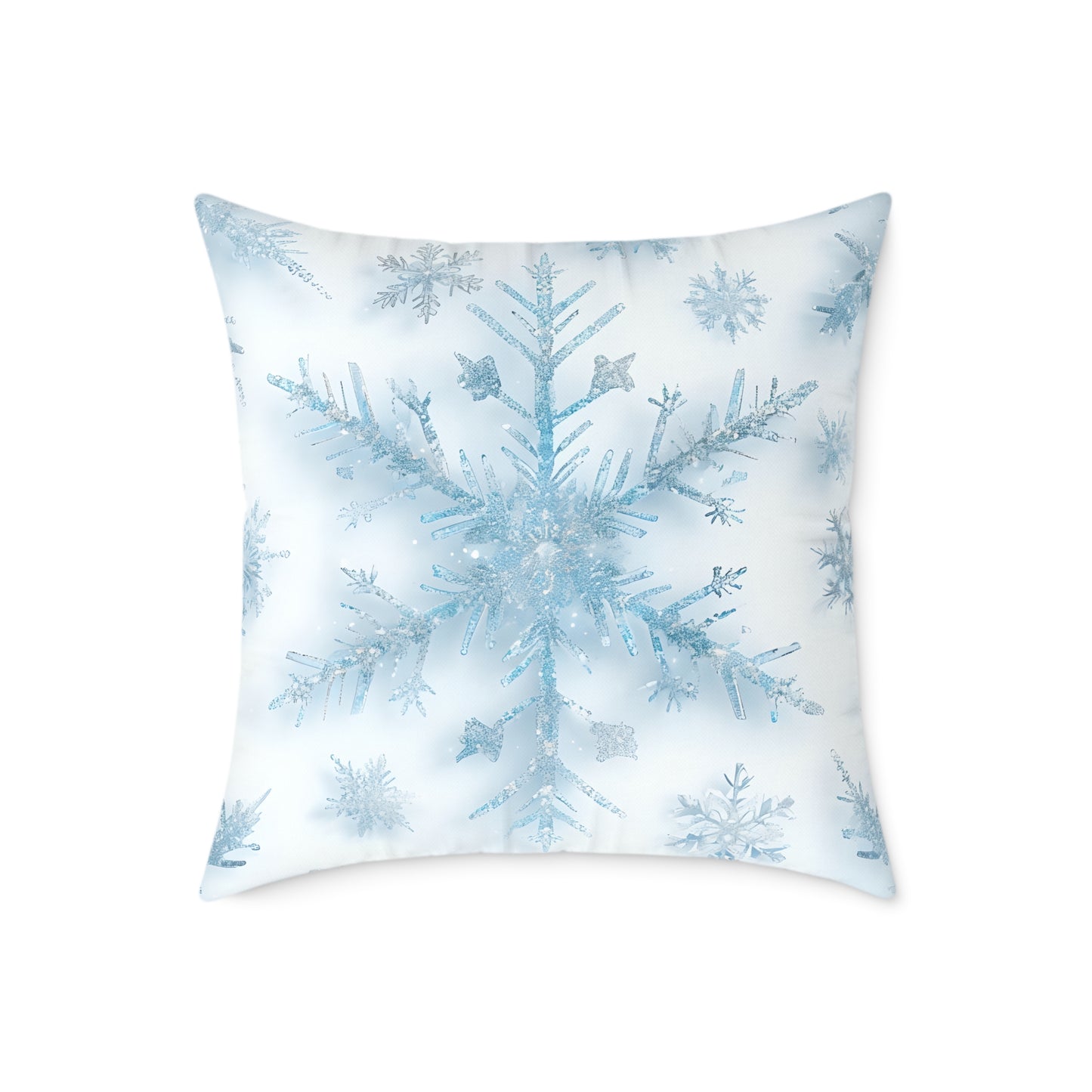 Snowflake Square Poly Canvas Pillow | Cozy Winter Decor, Holiday Gift, Home Accent, Relaxation Decor, Seasonal Cushion