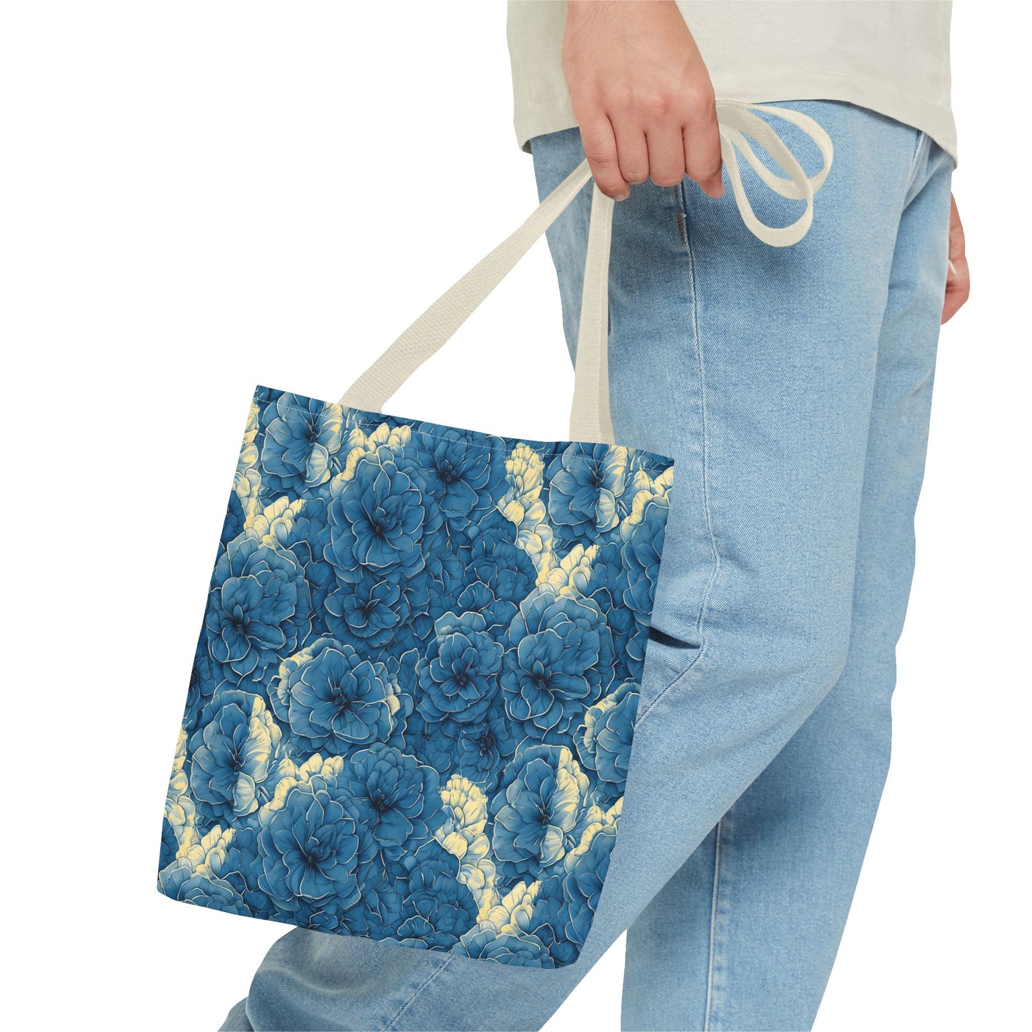 Floral Blue Peony Tote