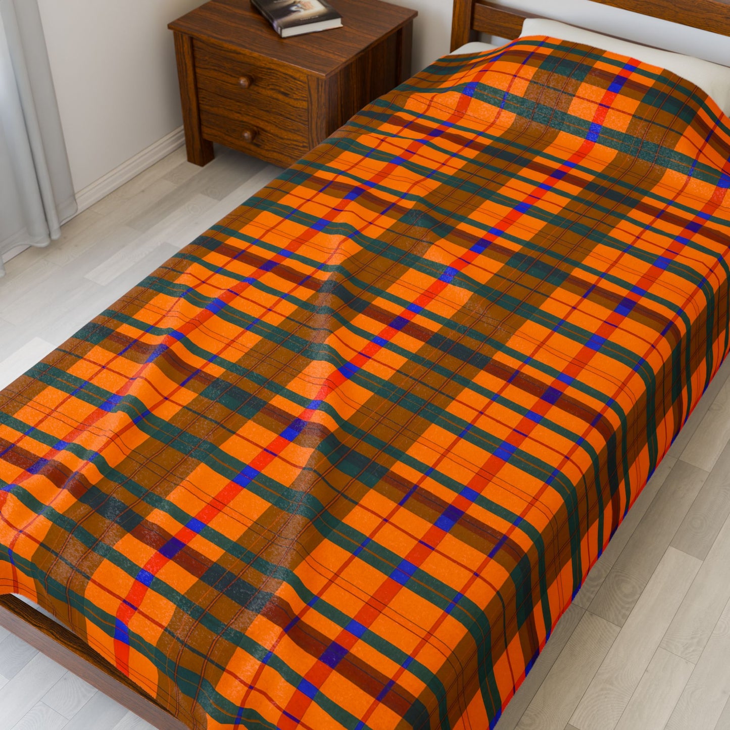 Cozy Plaid Velveteen Plush Blanket | Soft Throw for Fall, Home Décor, Gift for Him/Her, Autumn Vibes, Snuggle-Up Comfort