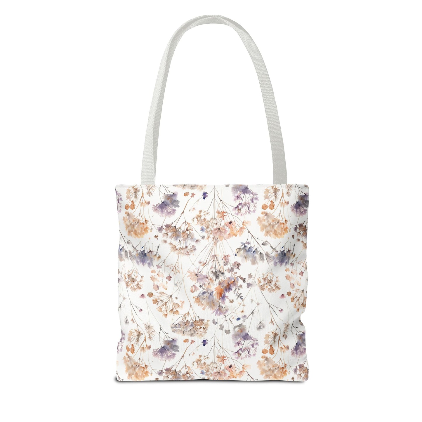 Floral Ditsy Print Tote Bag – Neutral Watercolor Wildflower Market Bag