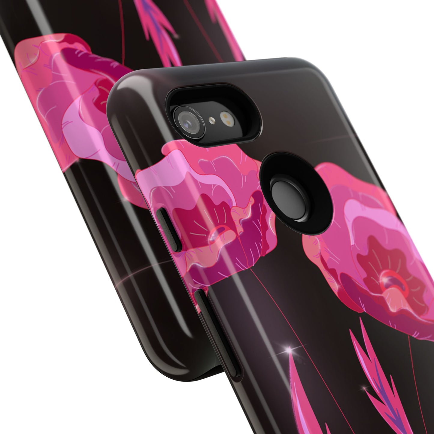 Floral iPhone Case | Tough Cases with Pink Poppy Design, Elegant Flower Phone Cover, Gift for Her, Spring Accessories, Chic Tech